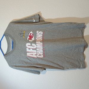 Nike dri-fit AFC champs Kansas City Chiefs NFL Superbowl LIV grey XL tee shirt